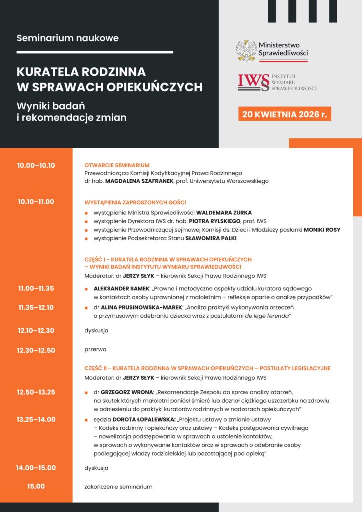 Kuratela rodzinna w sprawach opiekuńczych – zapowiedź seminarium