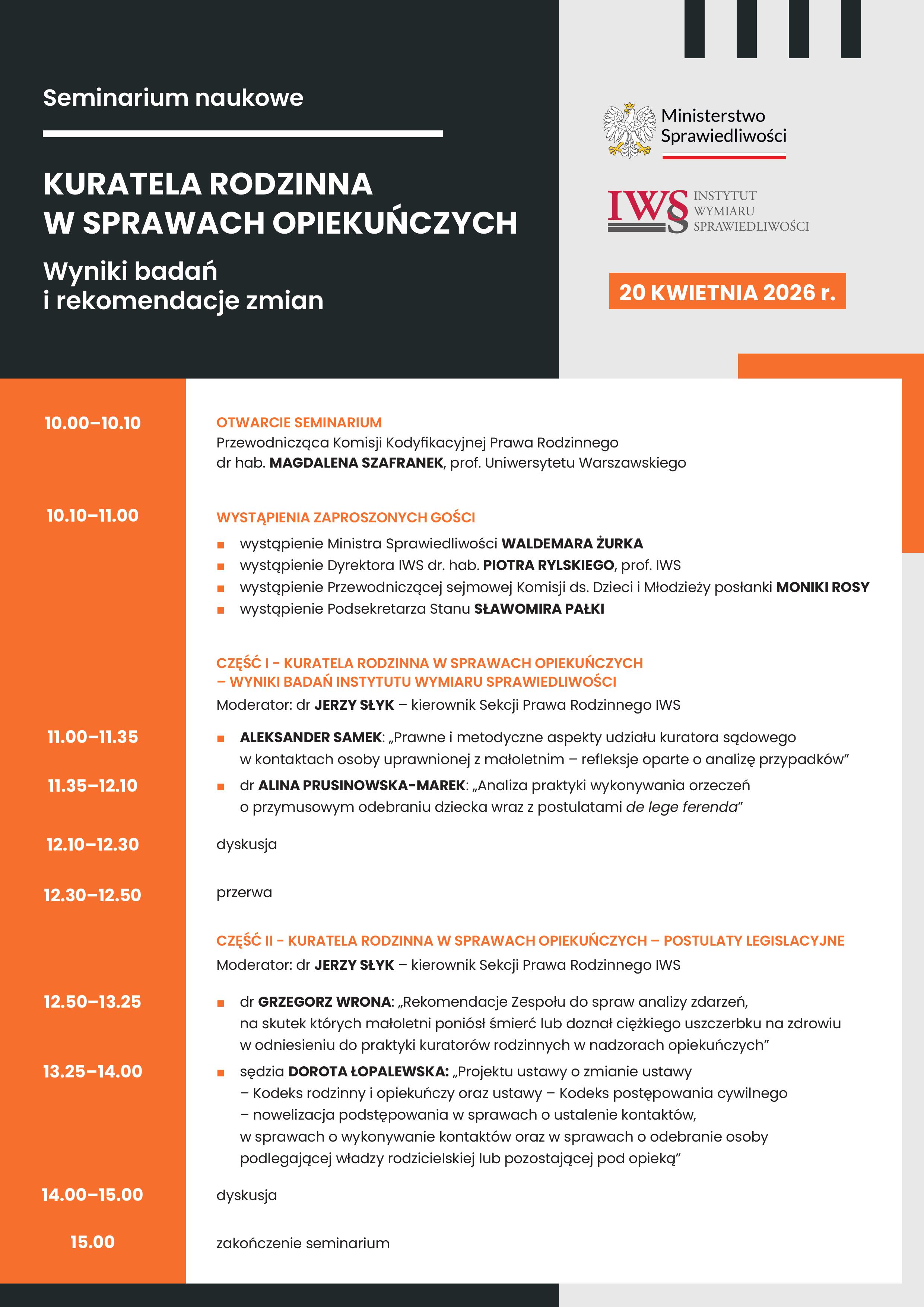 Kuratela rodzinna w sprawach opiekuńczych – zapowiedź seminarium